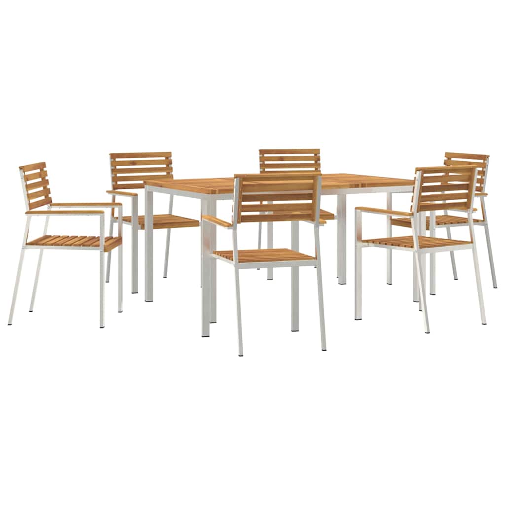 Set da Pranzo per Giardino 7 pcs Legno di Acacia Massello