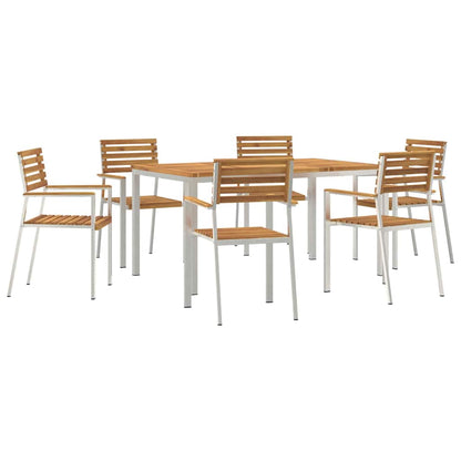 Set da Pranzo per Giardino 7 pcs Legno di Acacia Massello