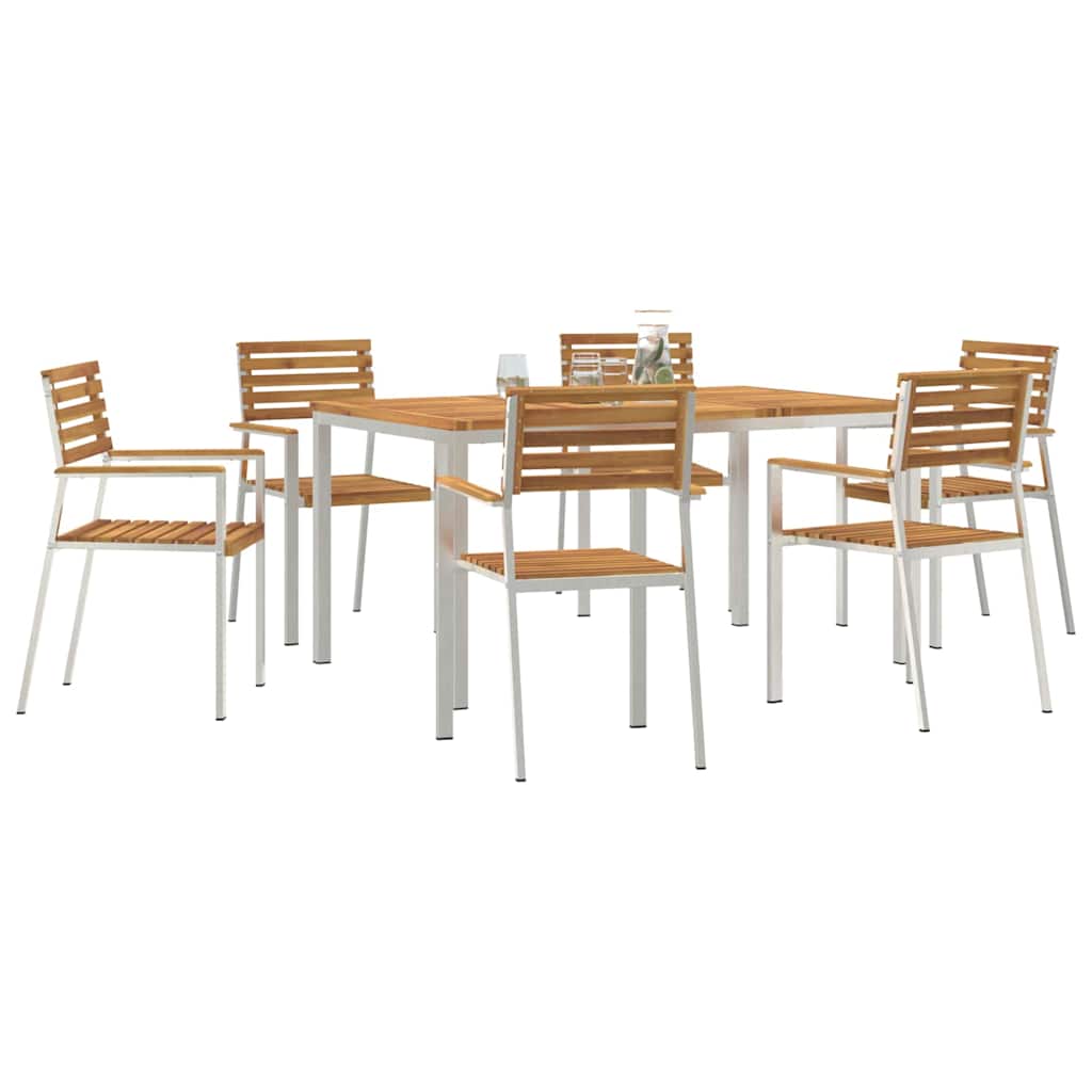 Set da Pranzo per Giardino 7 pcs Legno di Acacia Massello