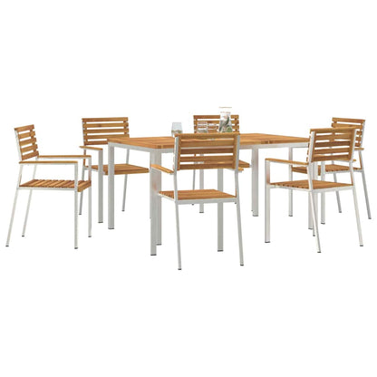 Set da Pranzo per Giardino 7 pcs Legno di Acacia Massello