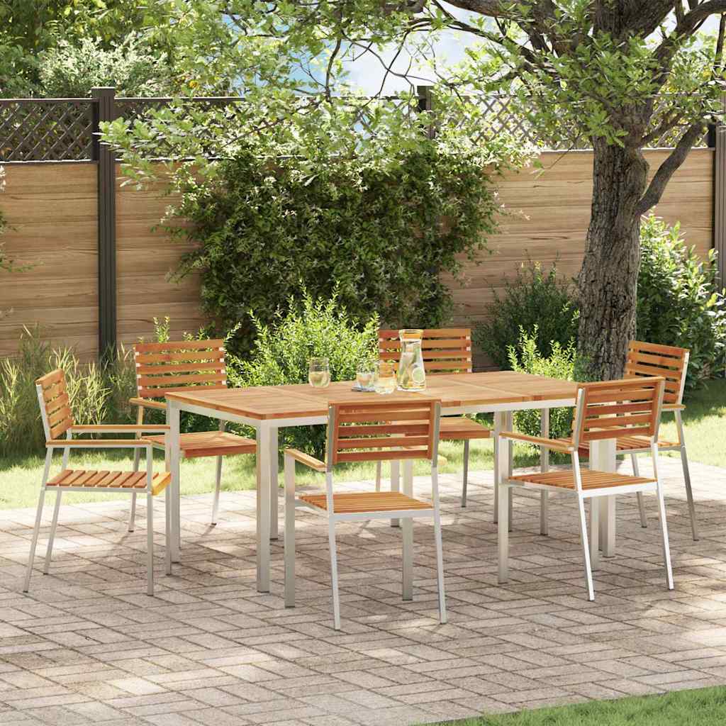 Set da Pranzo per Giardino 7 pcs Legno di Acacia Massello