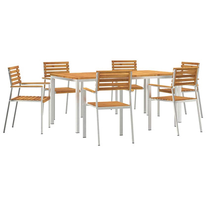 Set da Pranzo per Giardino 7 pcs Legno di Acacia Massello