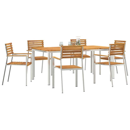Set da Pranzo per Giardino 7 pcs Legno di Acacia Massello