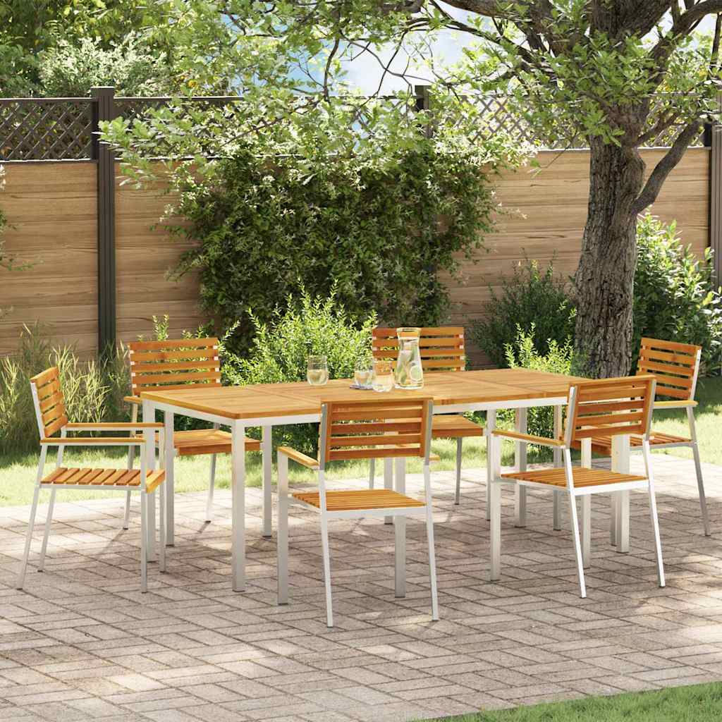 Set da Pranzo per Giardino 7 pcs Legno di Acacia Massello