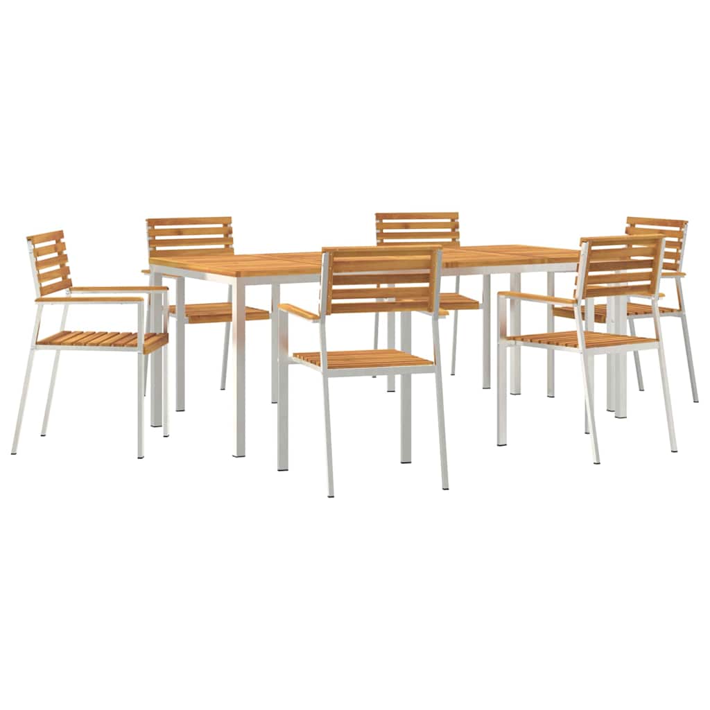 Set da Pranzo per Giardino 7 pcs Legno di Acacia Massello