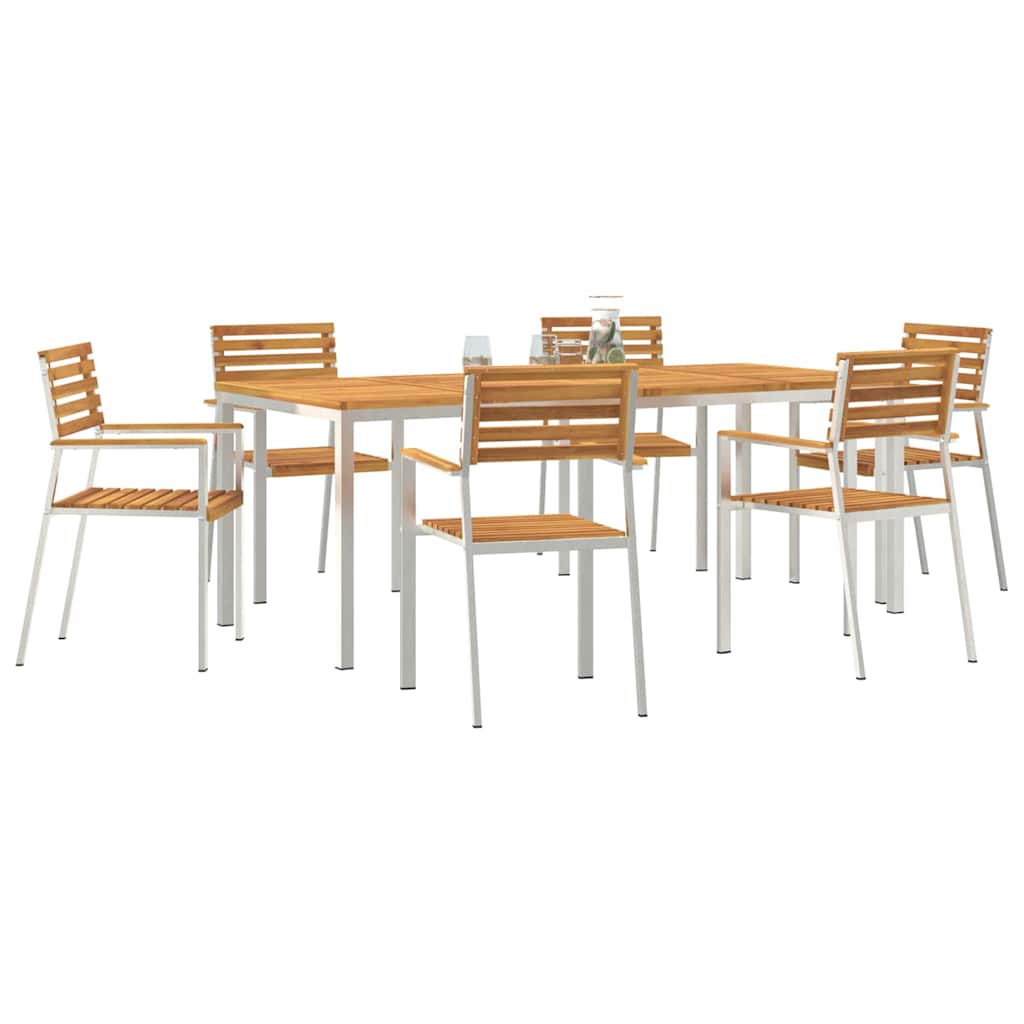 Set da Pranzo per Giardino 7 pcs Legno di Acacia Massello