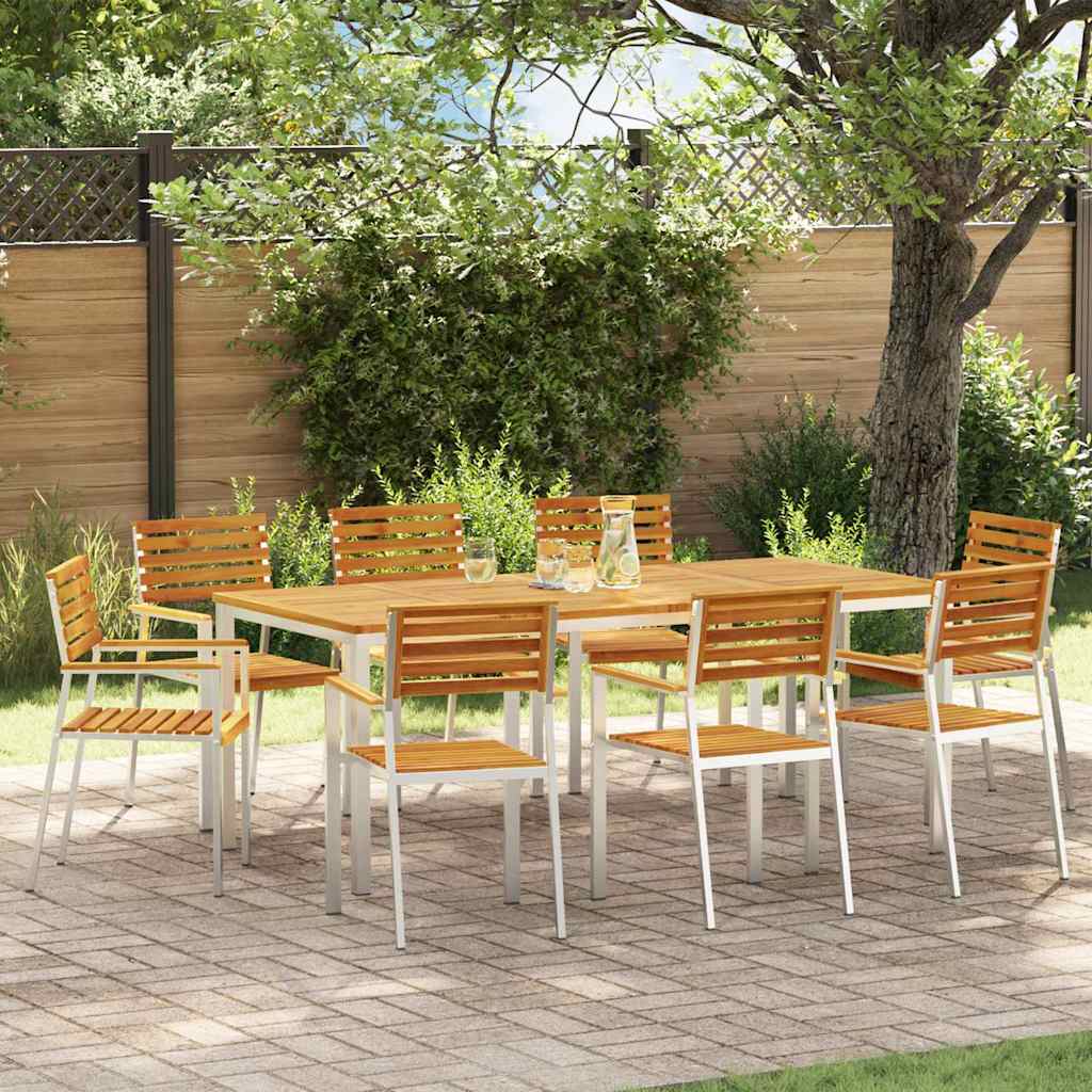 Set da Pranzo per Giardino 9 pcs Legno di Acacia Massello
