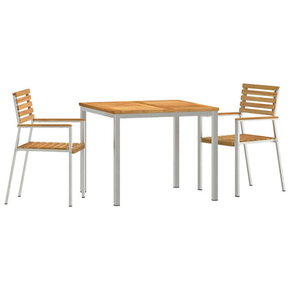 Set da Pranzo per Giardino 3 pcs Marrone Legno di teak solido