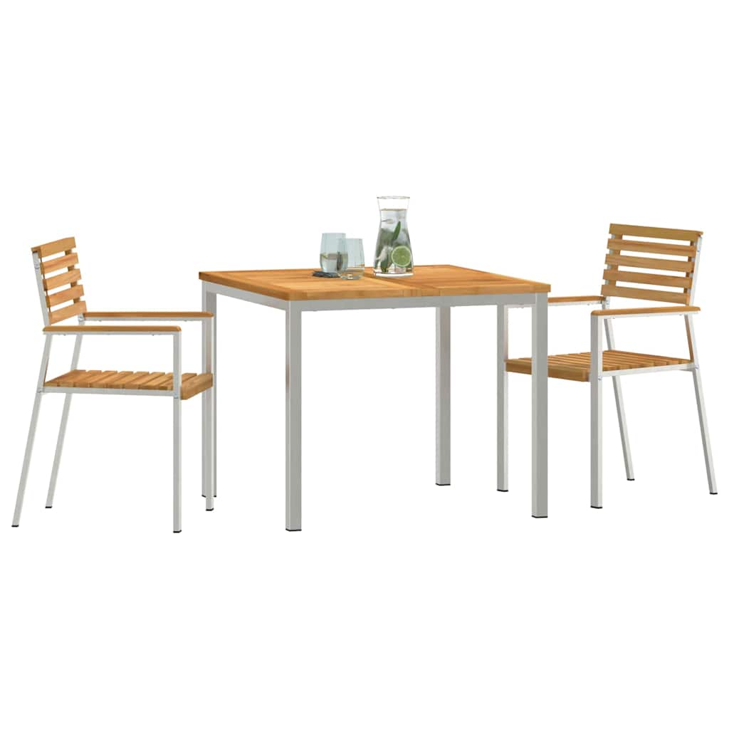 Set da Pranzo per Giardino 3 pcs Marrone Legno di teak solido