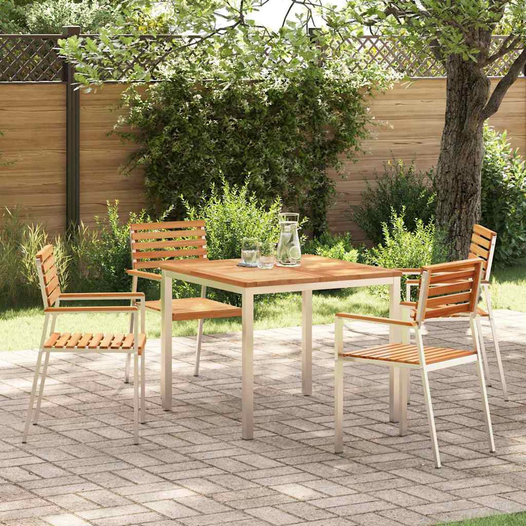 Set da Pranzo per Giardino 5 pcs Marrone Legno di teak solido