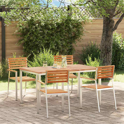 Set da Pranzo per Giardino 5 pcs Marrone Legno di teak solido