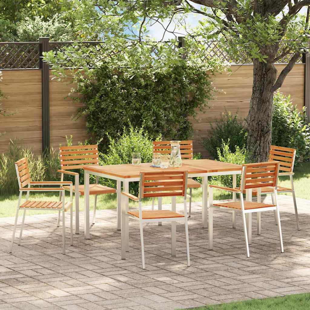 Set da Pranzo per Giardino 7 pcs Marrone Legno di teak solido