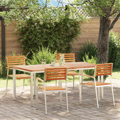 Set da Pranzo per Giardino 5 pcs Marrone Legno di teak solido