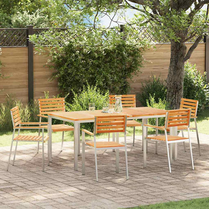 Set da Pranzo per Giardino 7 pcs Marrone Legno di teak solido
