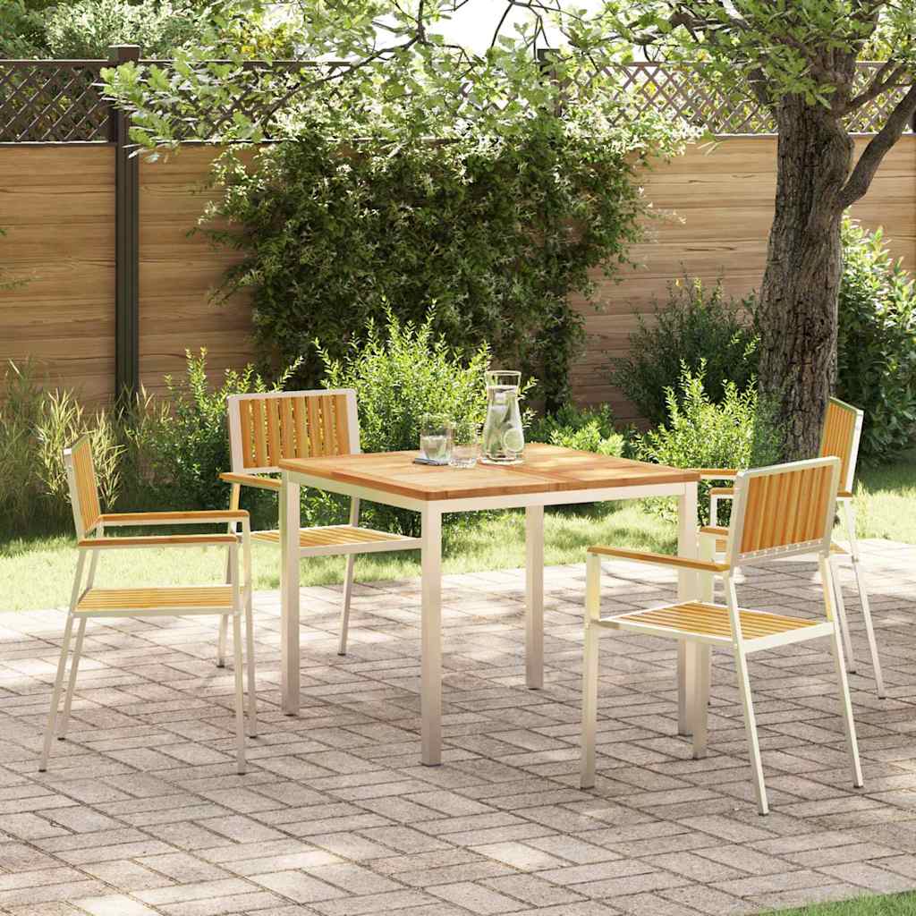 Set da pranzo per esterni 5 pcs Marrone Legno di teak solido