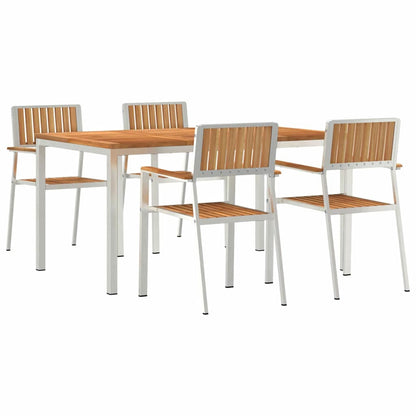 Set da pranzo per esterni 5 pcs Marrone Legno di teak solido