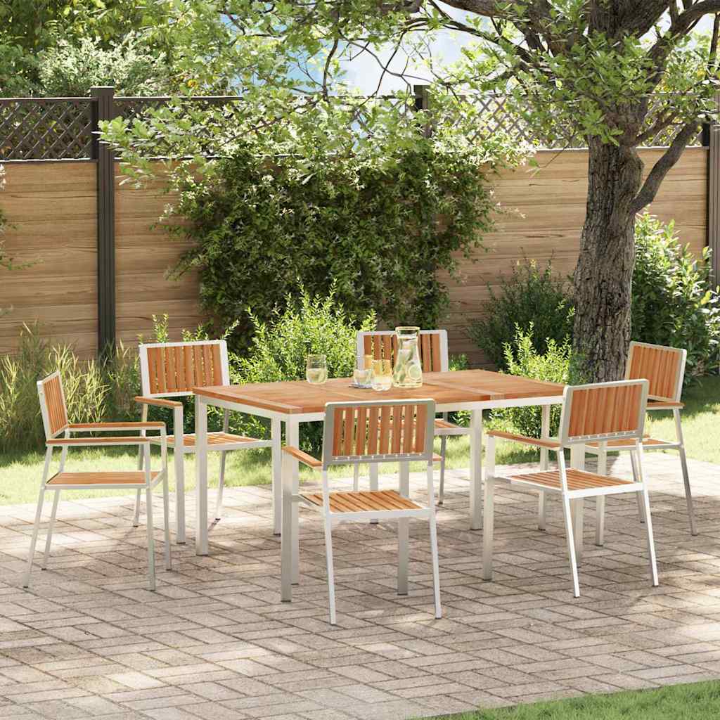 Set da pranzo per esterni 7 pcs Marrone Legno di teak solido