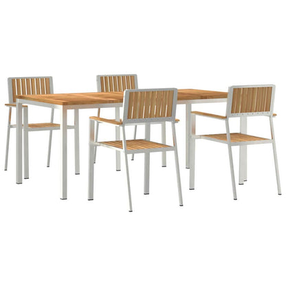 Set da pranzo per esterni 5 pcs Marrone Legno di teak solido