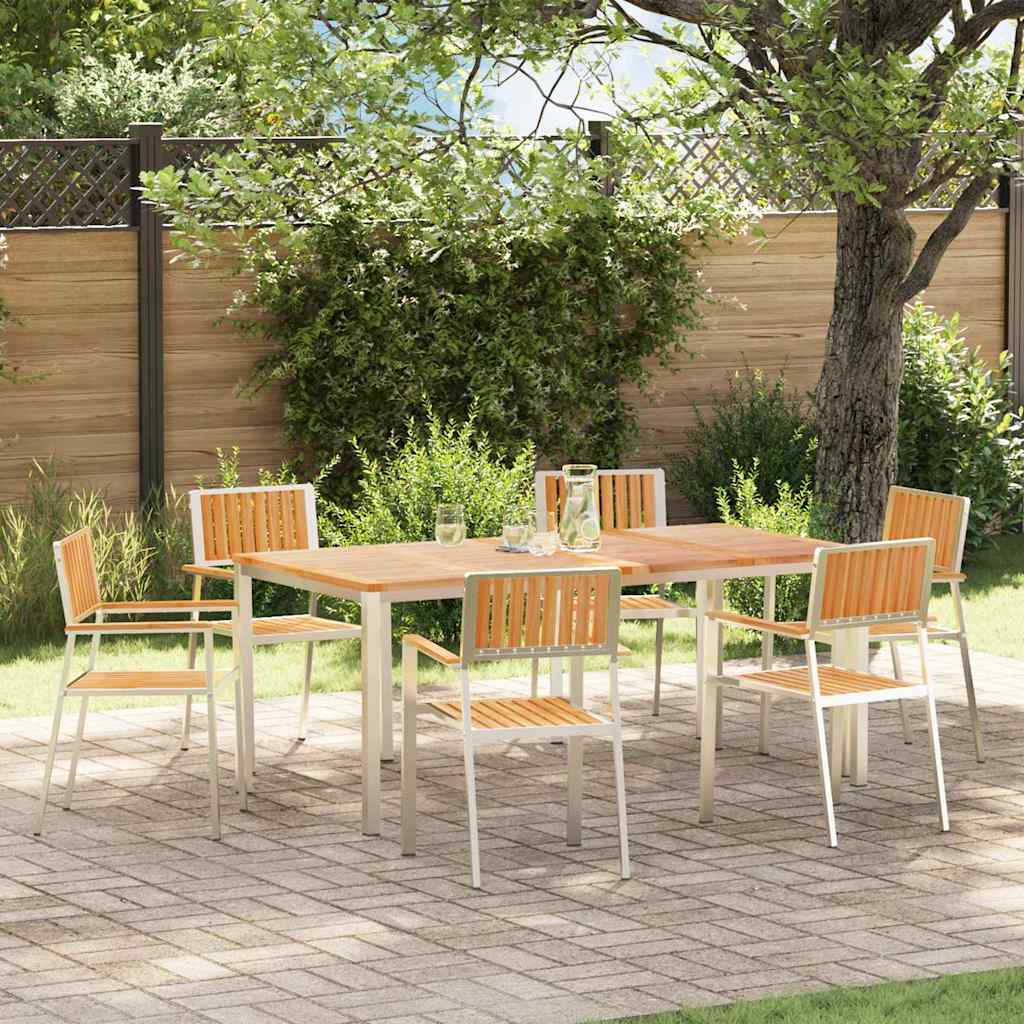 Set da pranzo per esterni 7 pcs Marrone Legno di teak solido