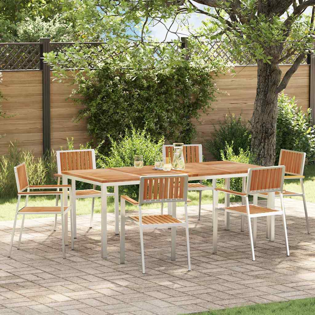Set da pranzo per esterni 7 pcs Marrone Legno di teak solido