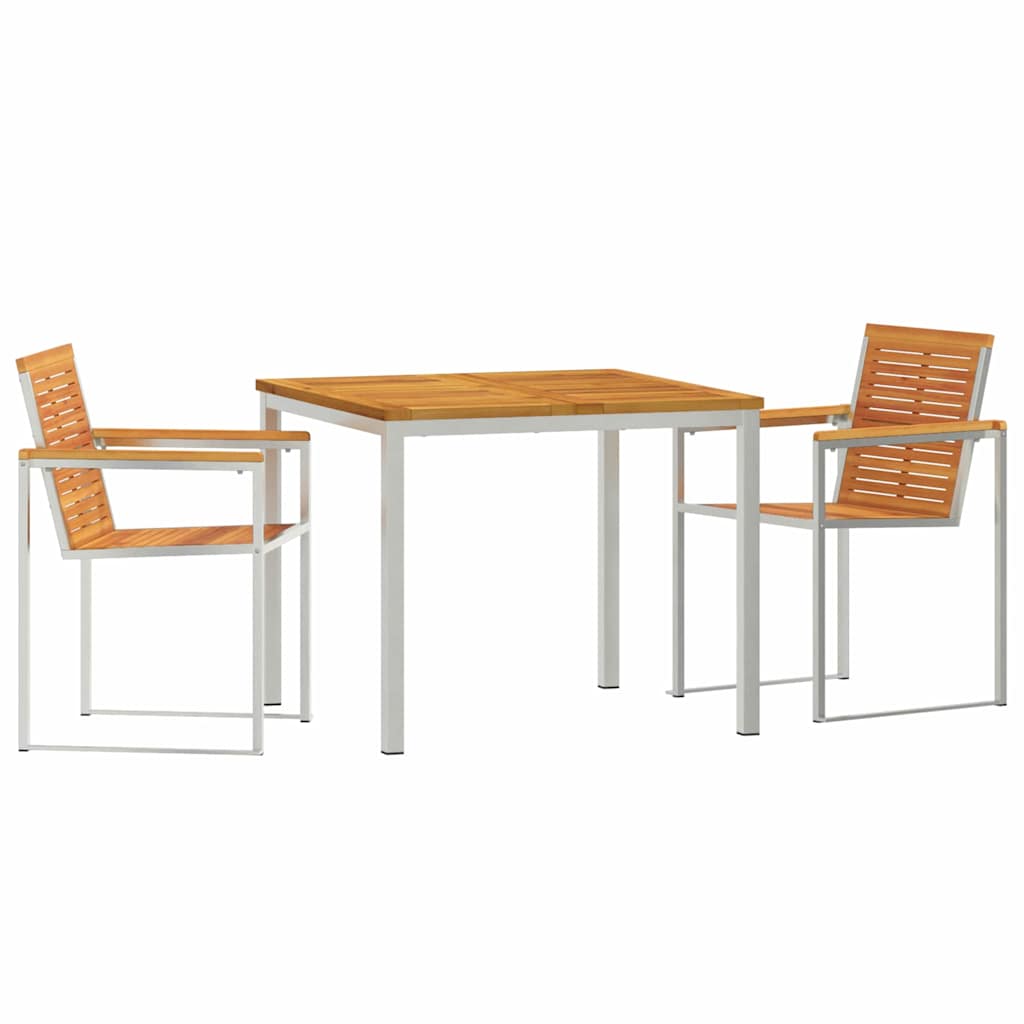 Set da Pranzo per Giardino 3 pcs Legno di Acacia Massello