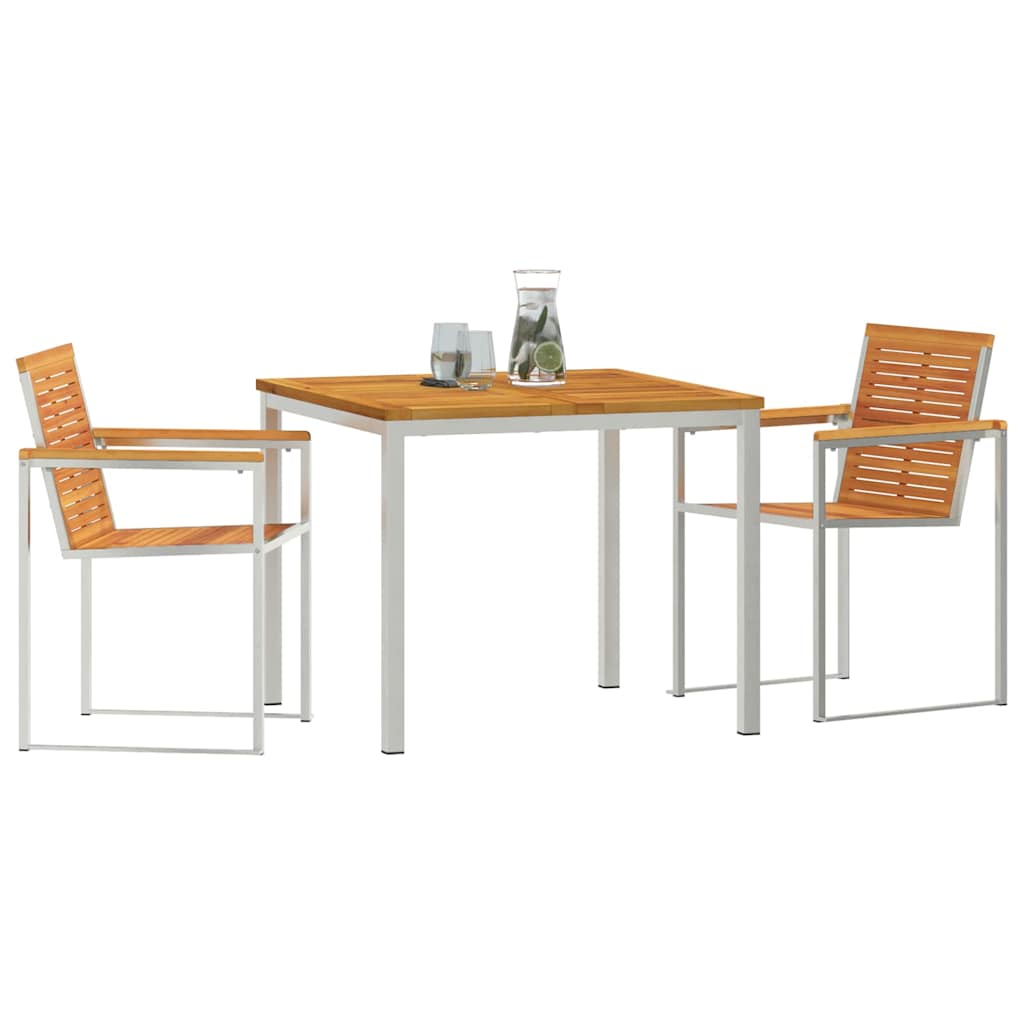 Set da Pranzo per Giardino 3 pcs Legno di Acacia Massello