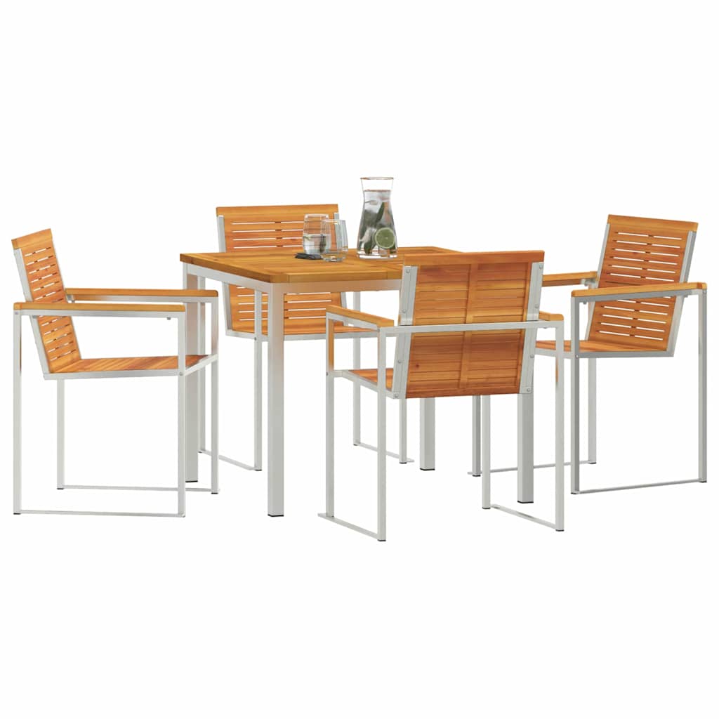 Set da Pranzo per Giardino 5 pcs Legno di Acacia Massello