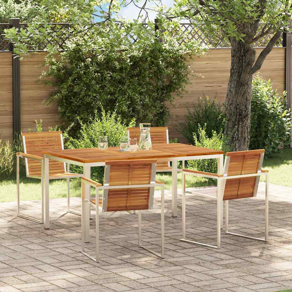 Set da Pranzo per Giardino 5 pcs Legno di Acacia Massello
