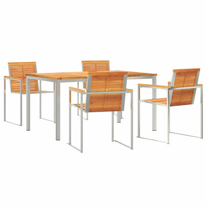 Set da Pranzo per Giardino 5 pcs Legno di Acacia Massello