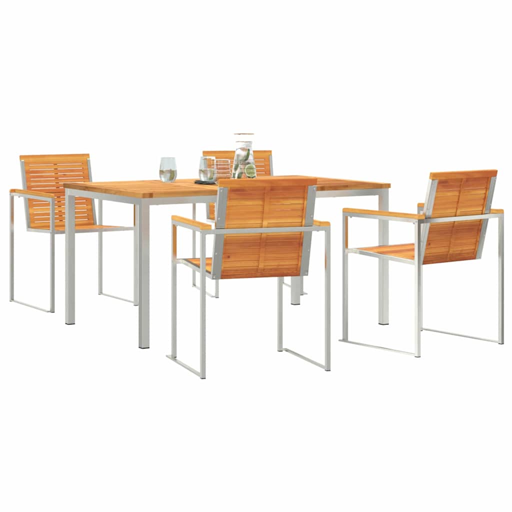 Set da Pranzo per Giardino 5 pcs Legno di Acacia Massello