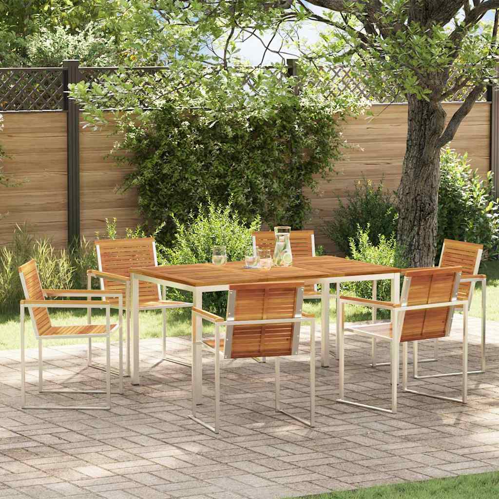 Set da Pranzo per Giardino 7 pcs Legno di Acacia Massello