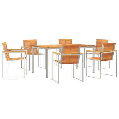 Set da Pranzo per Giardino 7 pcs Legno di Acacia Massello