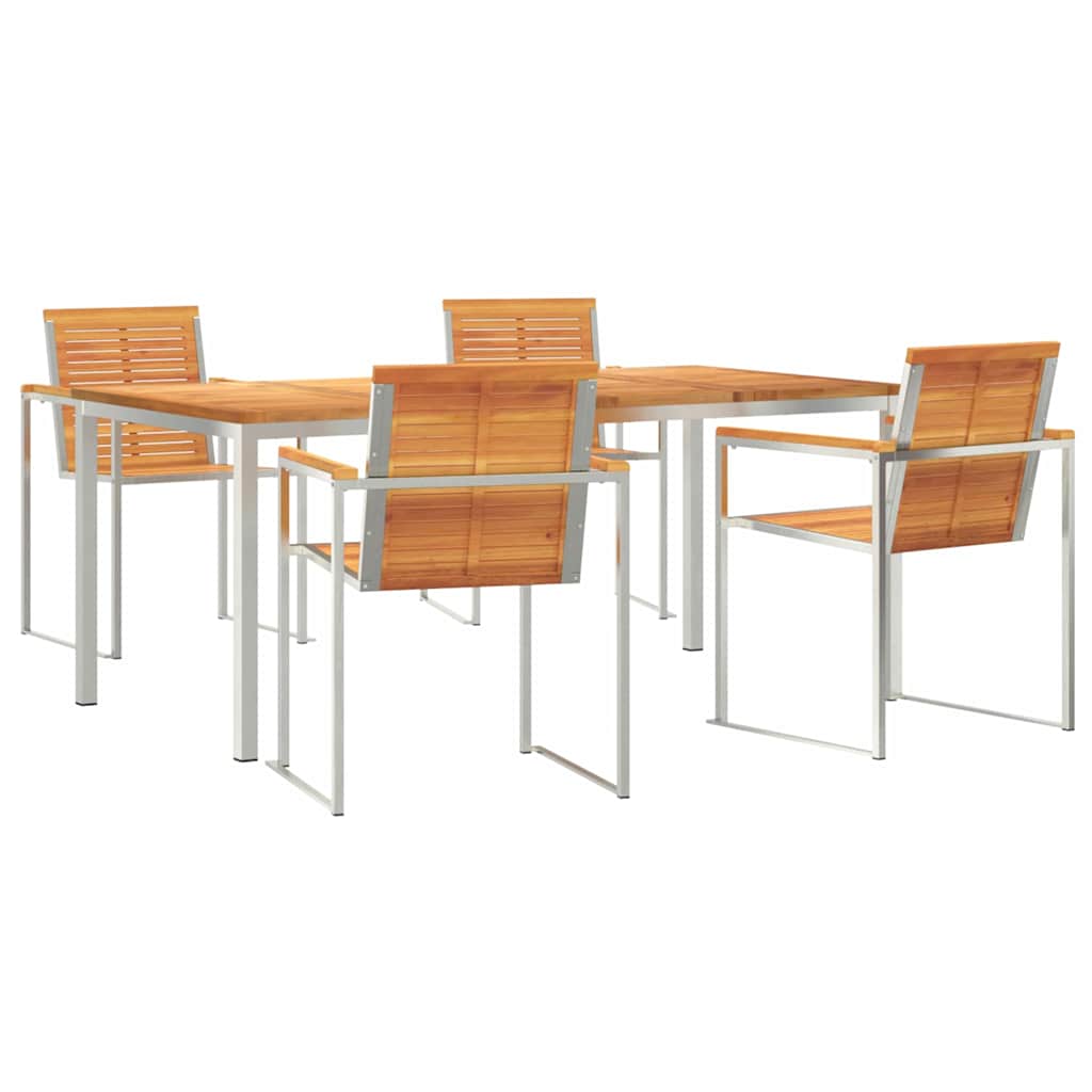 Set da Pranzo per Giardino 5 pcs Legno di Acacia Massello