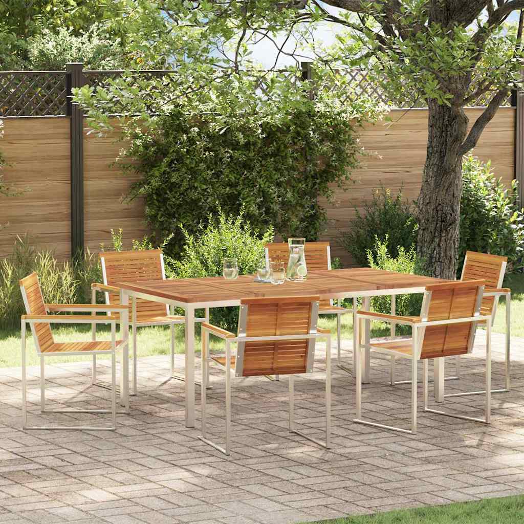 Set da Pranzo per Giardino 7 pcs Legno di Acacia Massello