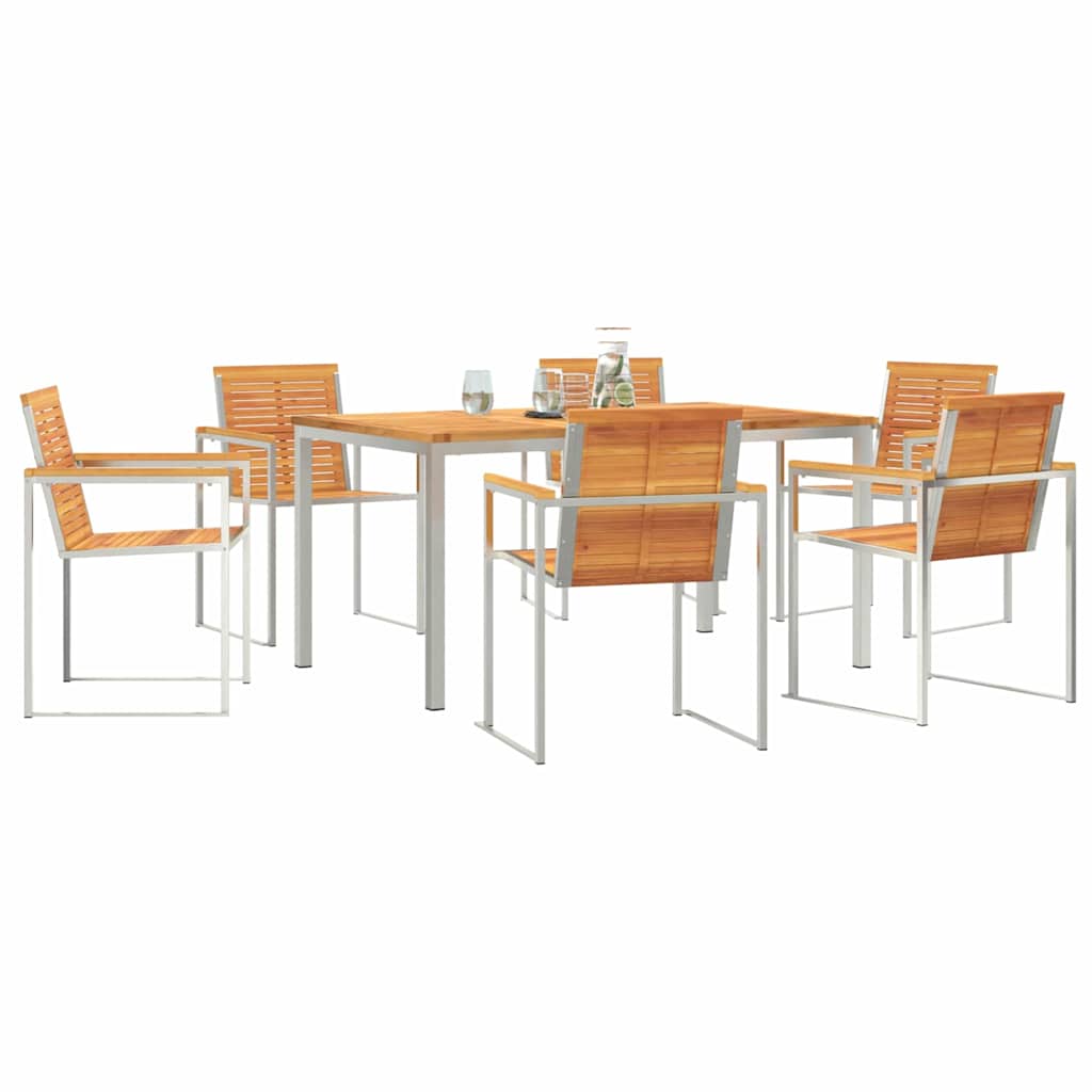 Set da Pranzo per Giardino 7 pcs Legno di Acacia Massello