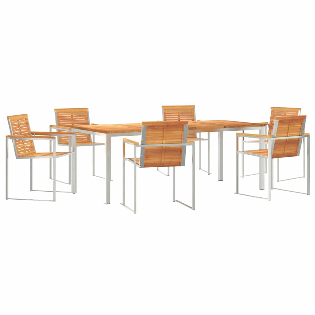 Set da Pranzo per Giardino 7 pcs Legno di Acacia Massello