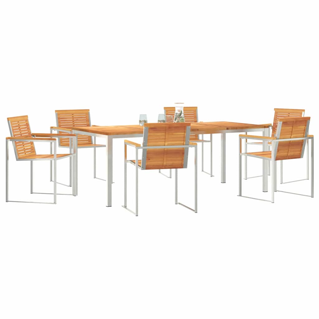Set da Pranzo per Giardino 7 pcs Legno di Acacia Massello