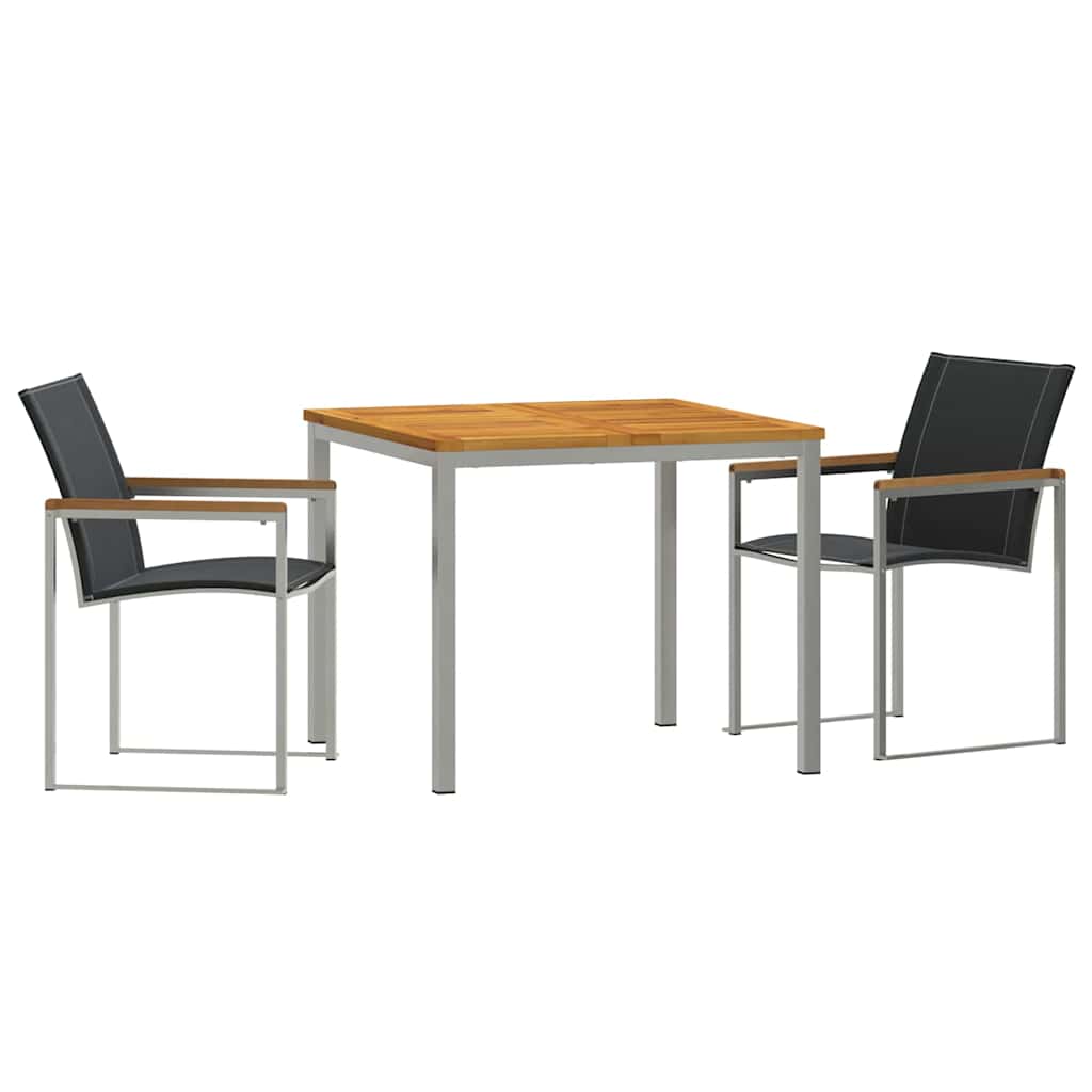Set da Pranzo per Giardino 3 pcs Legno di Acacia Massello