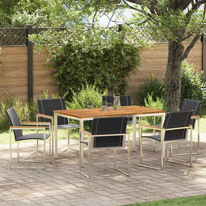 Set da Pranzo per Giardino 7 pcs Legno di Acacia Massello