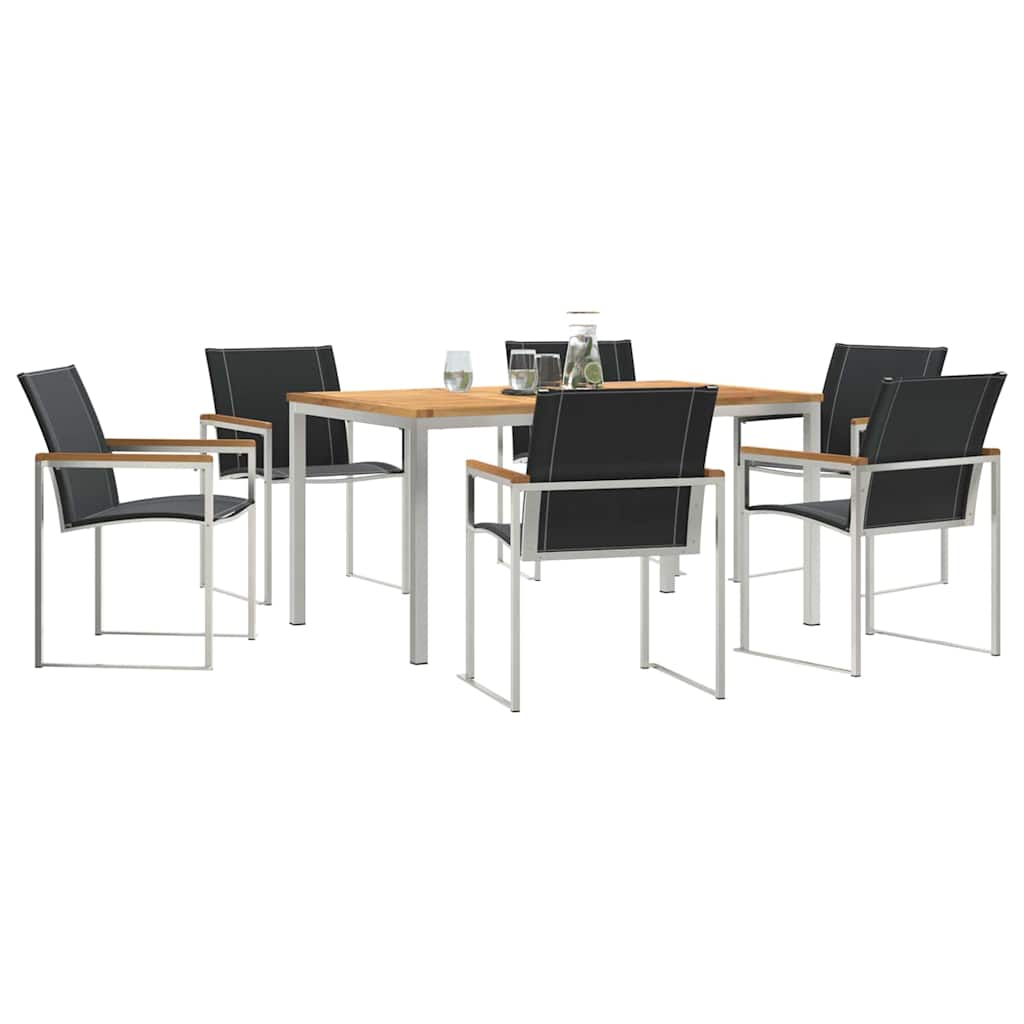 Set da Pranzo per Giardino 7 pcs Legno di Acacia Massello