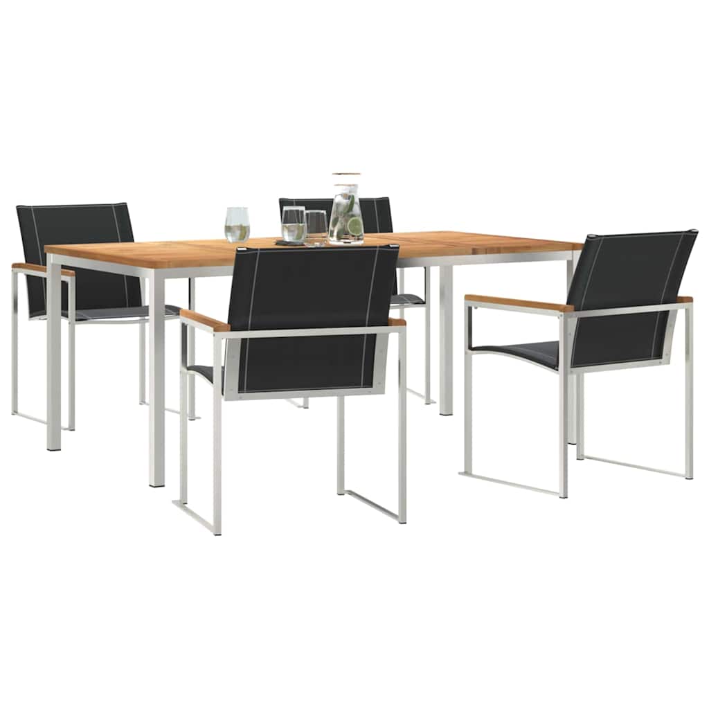 Set da Pranzo per Giardino 5 pcs Legno di Acacia Massello