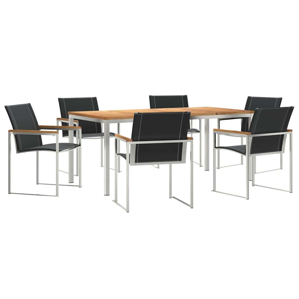 Set da Pranzo per Giardino 7 pcs Legno di Acacia Massello