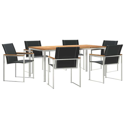 Set da Pranzo per Giardino 7 pcs Legno di Acacia Massello