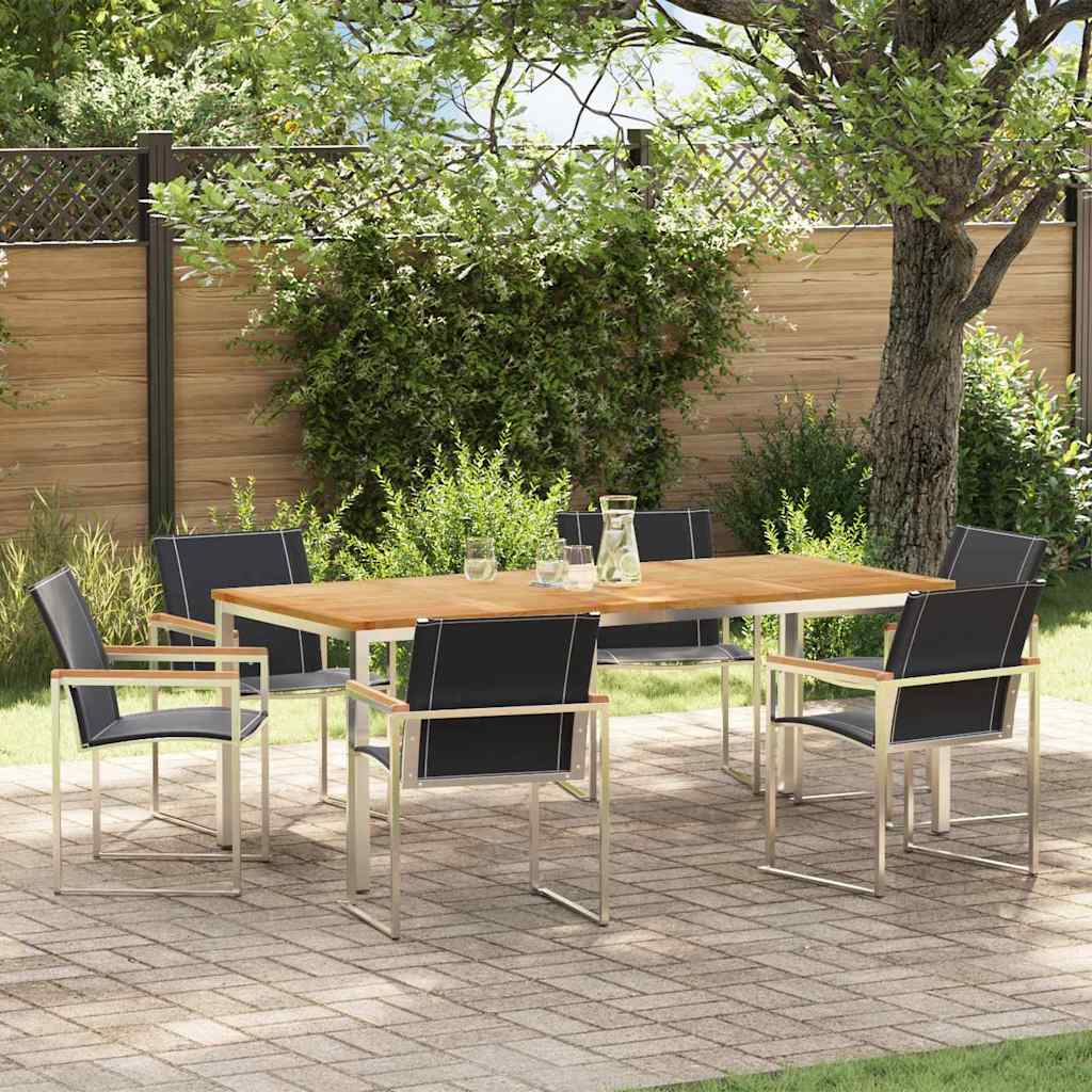 Set da Pranzo per Giardino 7 pcs Legno di Acacia Massello