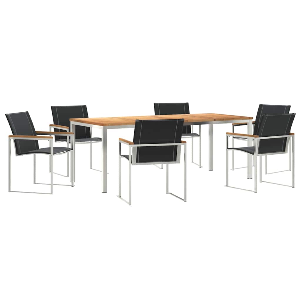 Set da Pranzo per Giardino 7 pcs Legno di Acacia Massello
