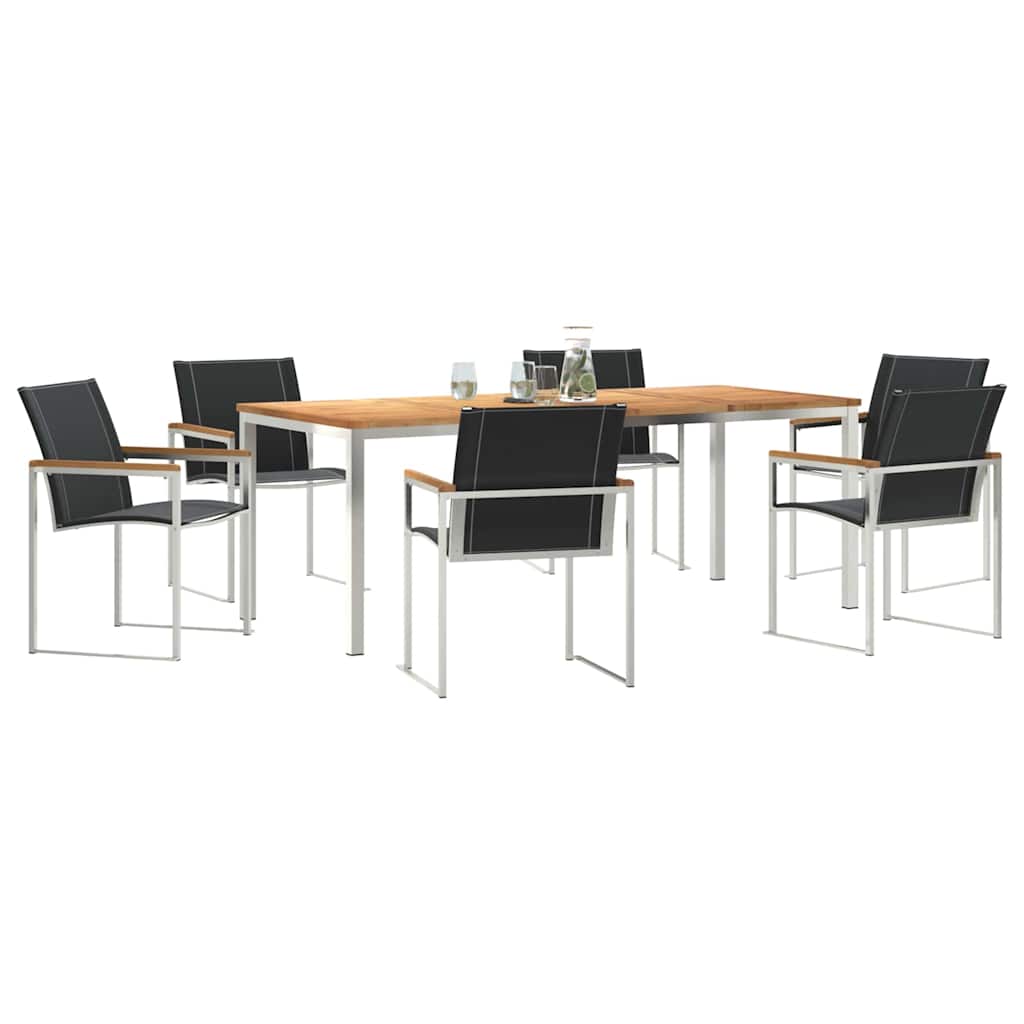 Set da Pranzo per Giardino 7 pcs Legno di Acacia Massello
