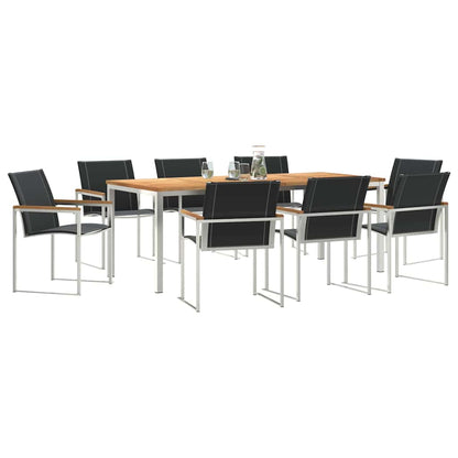 Set da Pranzo per Giardino 9 pcs Legno di Acacia Massello