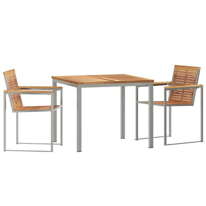 Set da Pranzo per Giardino 3 pcs Marrone Legno di teak solido