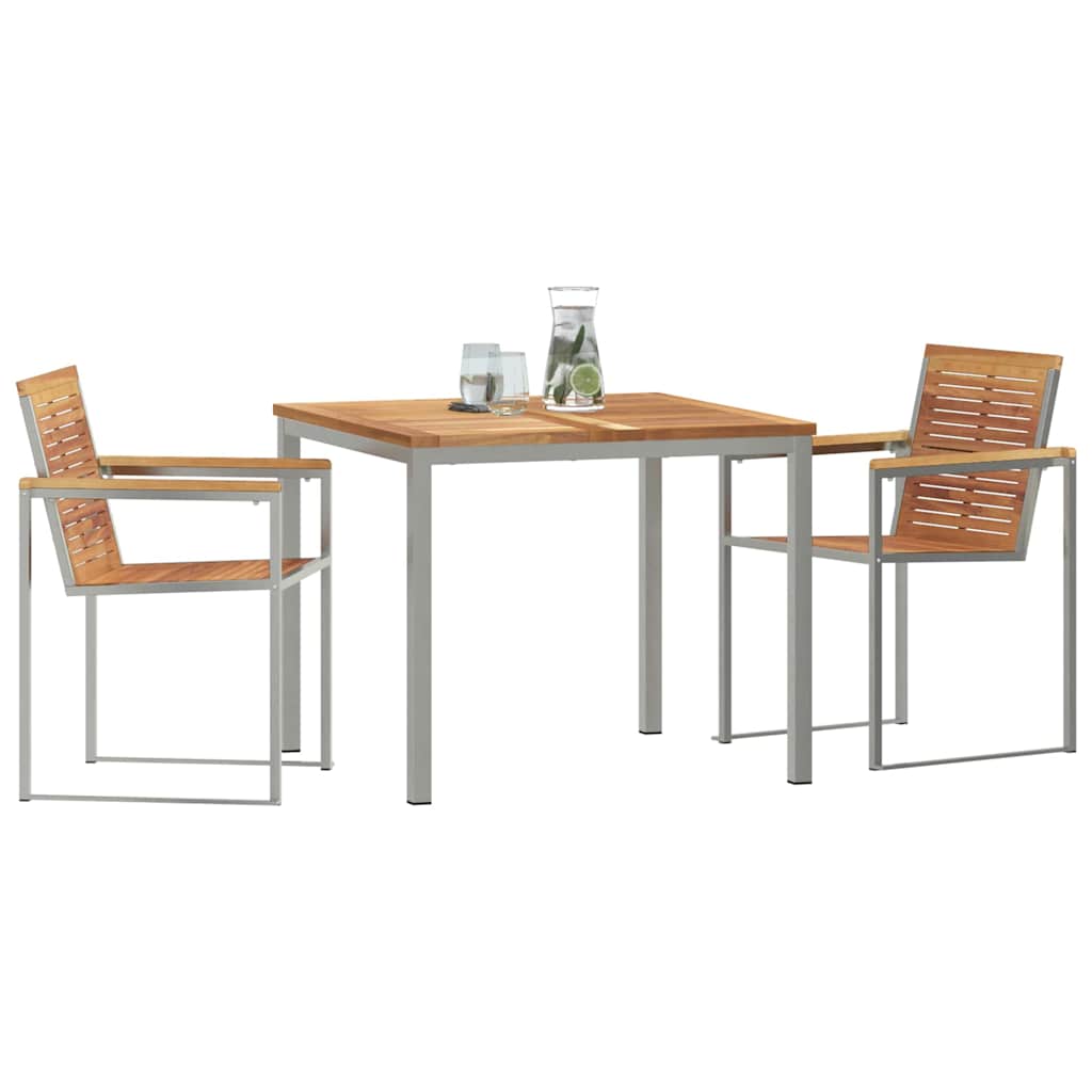 Set da Pranzo per Giardino 3 pcs Marrone Legno di teak solido