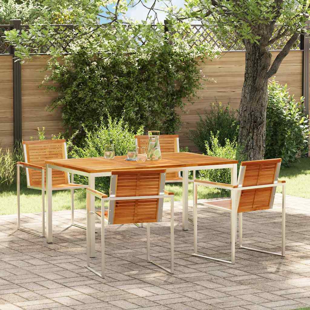 Set da Pranzo per Giardino 5 pcs Marrone Legno di teak solido
